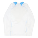 ADIDAS Womens White & Blue Sports T-Shirt UK 16 Long Sleeve V-Neck Performance