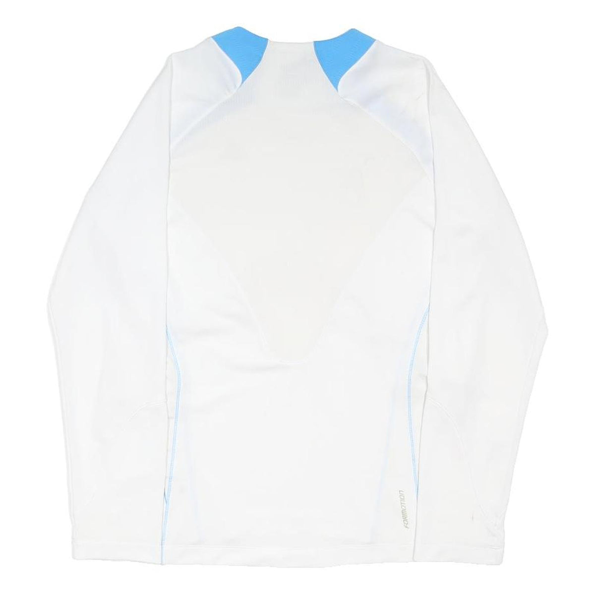 ADIDAS Womens White & Blue Sports T-Shirt UK 16 Long Sleeve V-Neck Performance