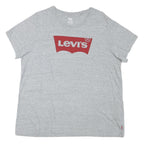 LEVI'S Womens Grey Red Logo Graphic T-Shirt 2XL Short Sleeve Crew Neck Cotton