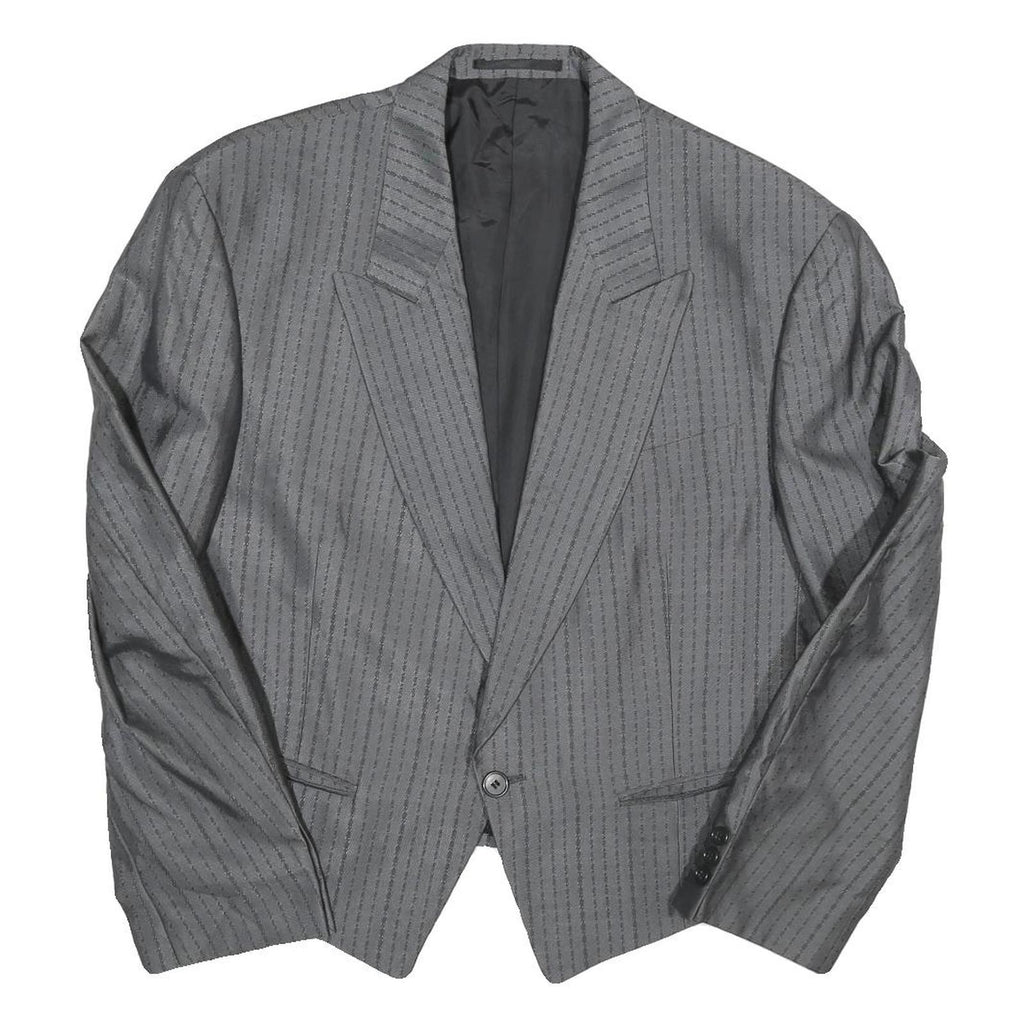 Womens Grey Plain Button Jacket M Polyester Blend Classic Regular Fit Formal