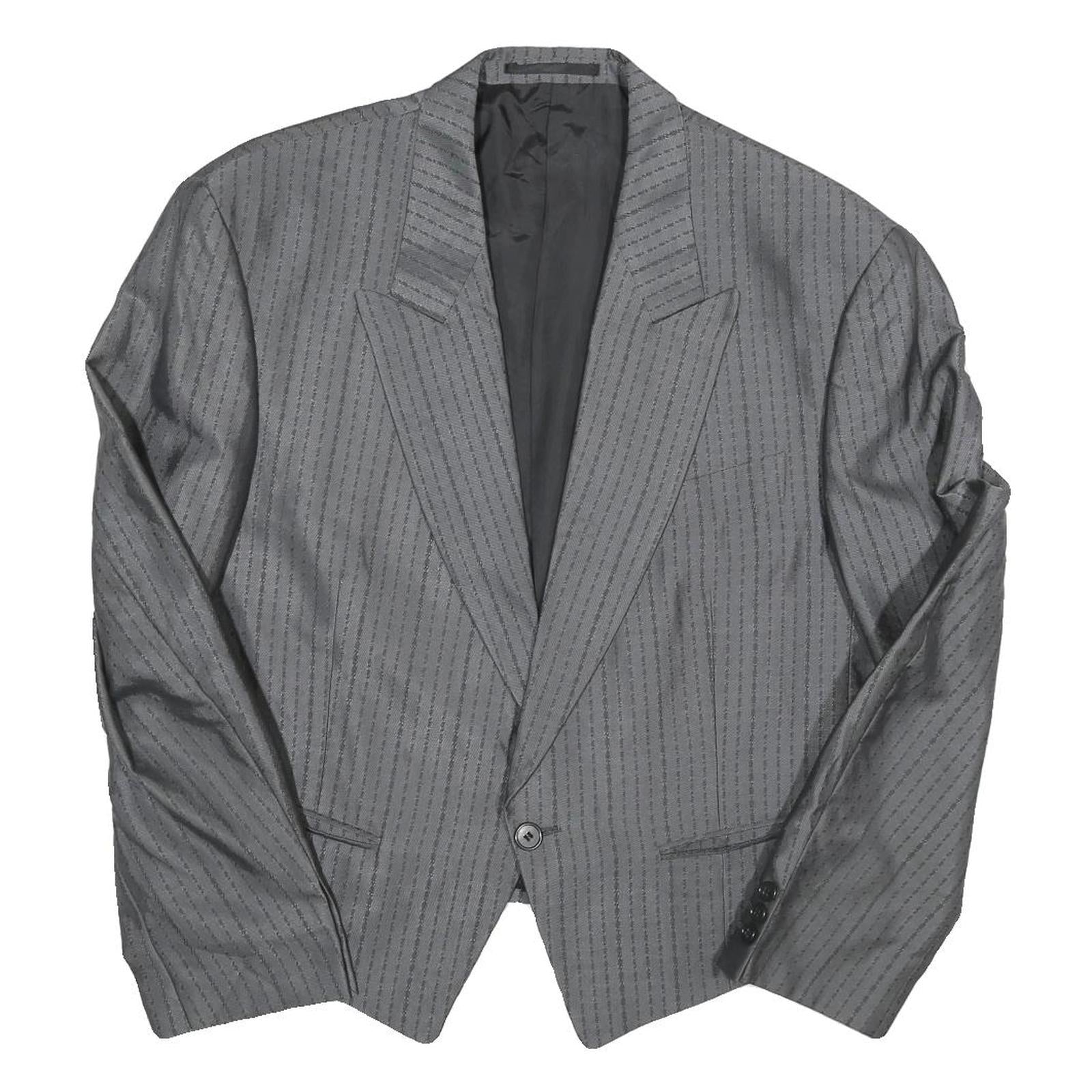 Womens Grey Plain Button Jacket M Polyester Blend Classic Regular Fit Formal