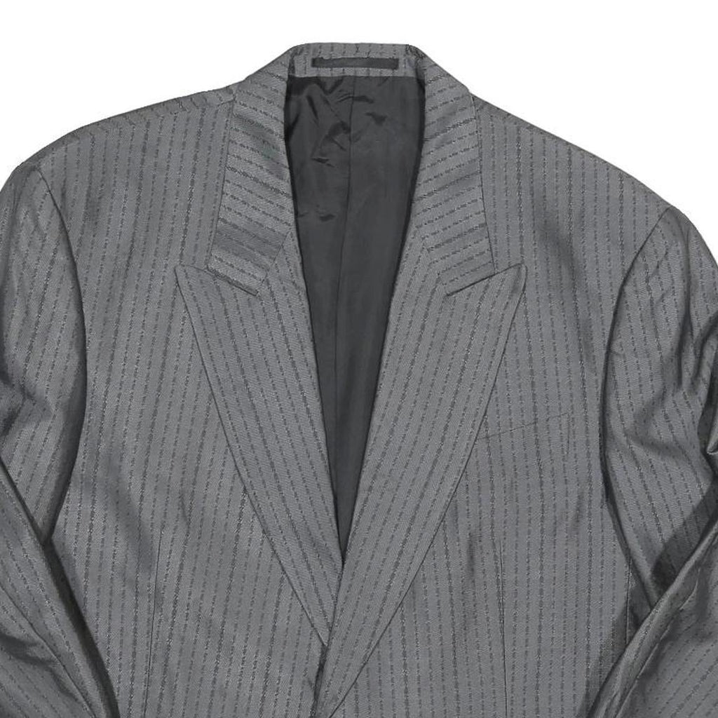 Womens Grey Plain Button Jacket M Polyester Blend Classic Regular Fit Formal
