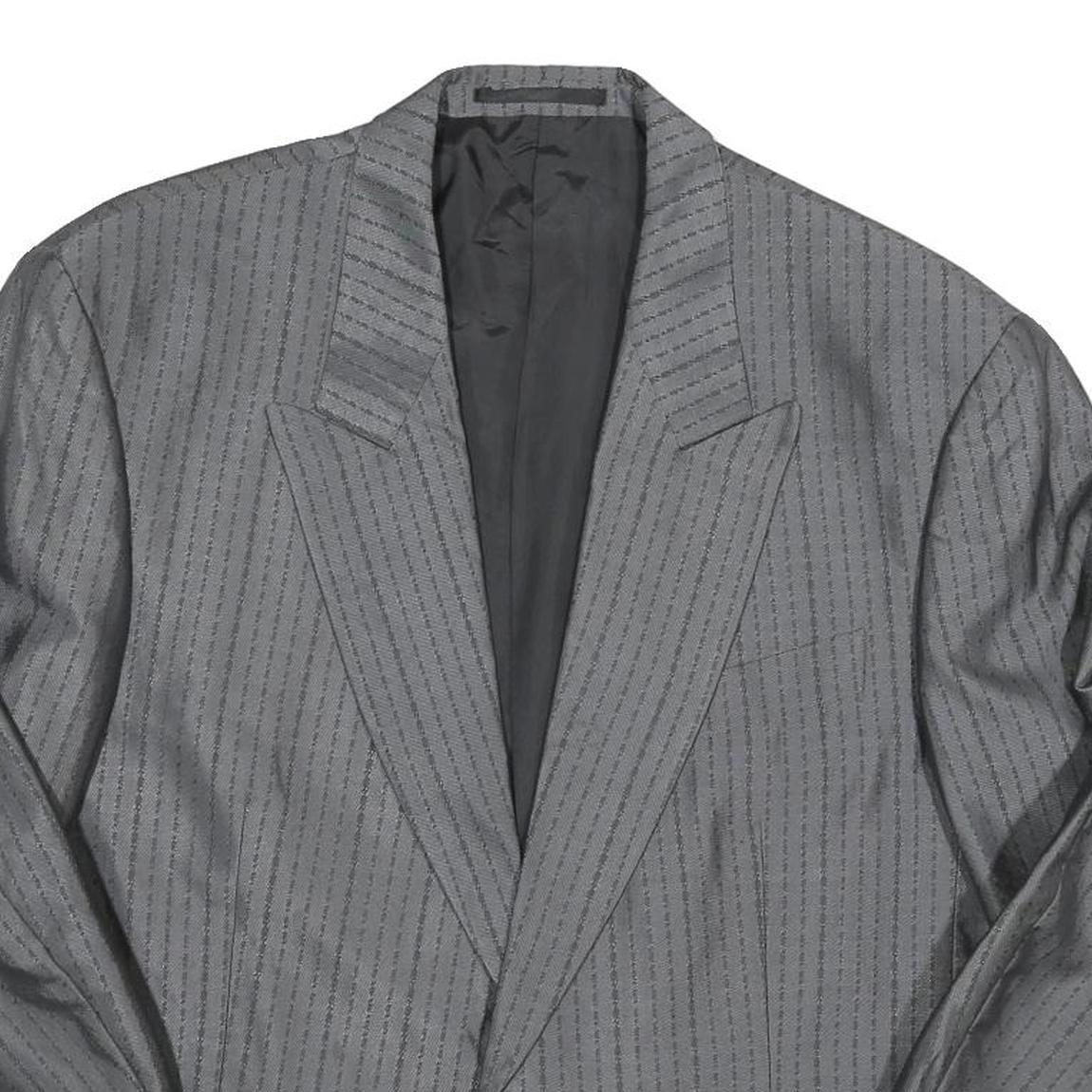 Womens Grey Plain Button Jacket M Polyester Blend Classic Regular Fit Formal