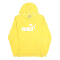 PUMA Mens Yellow Hoodie L Cotton Blend Pullover Logo Sweatshirt