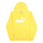 PUMA Mens Yellow Hoodie L Cotton Blend Pullover Logo Sweatshirt
