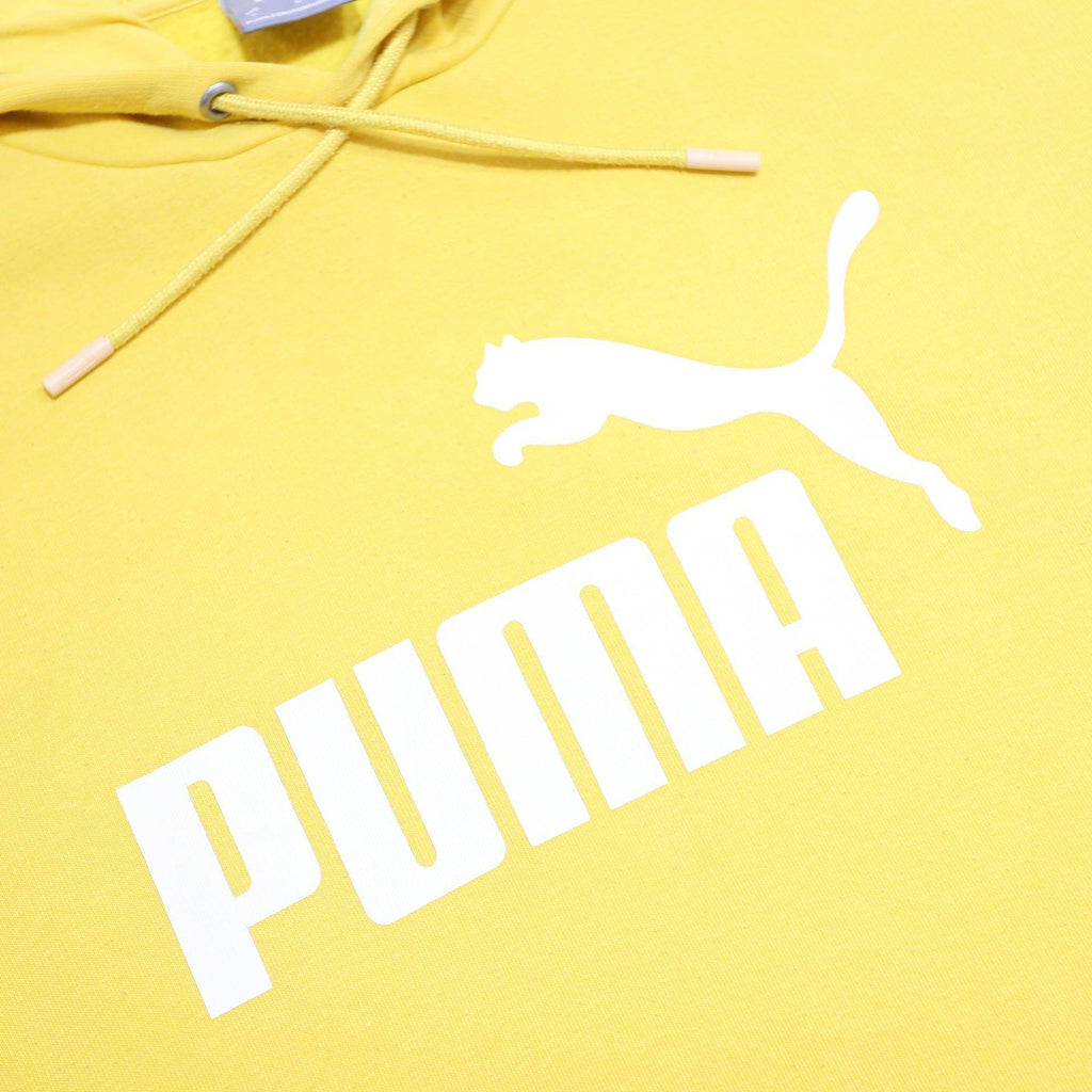 PUMA Mens Yellow Hoodie L Cotton Blend Pullover Logo Sweatshirt