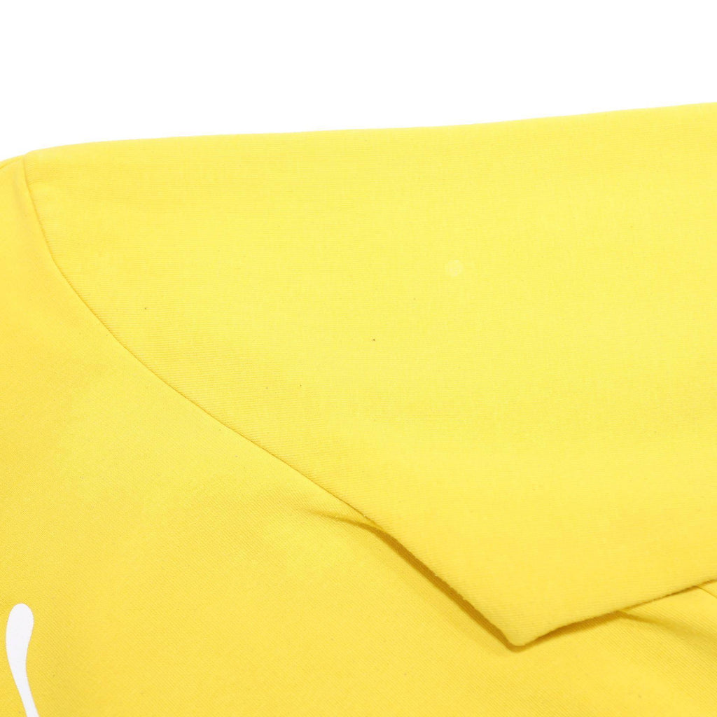 PUMA Mens Yellow Hoodie L Cotton Blend Pullover Logo Sweatshirt