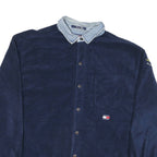TOMMY JEANS Mens Blue Coach Jacket L Polyester Blend Microfibre Plain Button