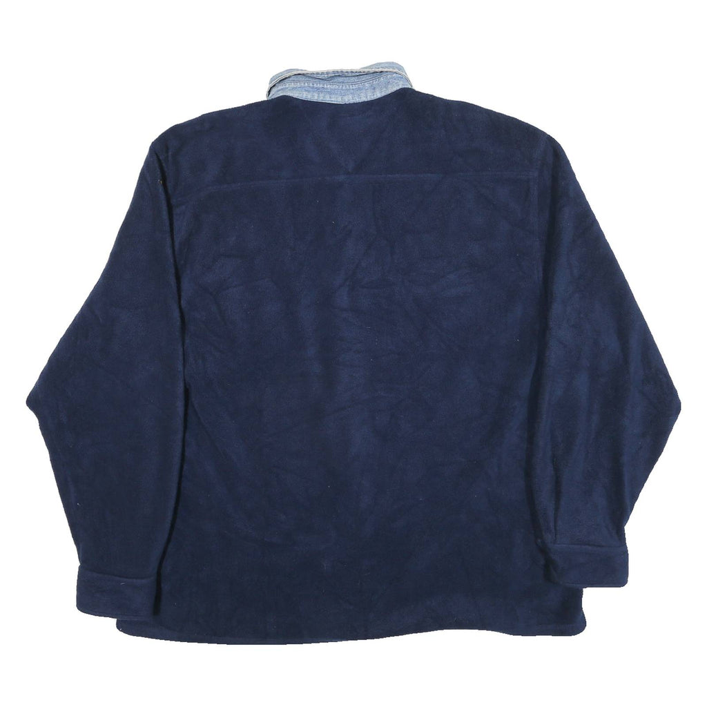 TOMMY JEANS Mens Blue Coach Jacket L Polyester Blend Microfibre Plain Button