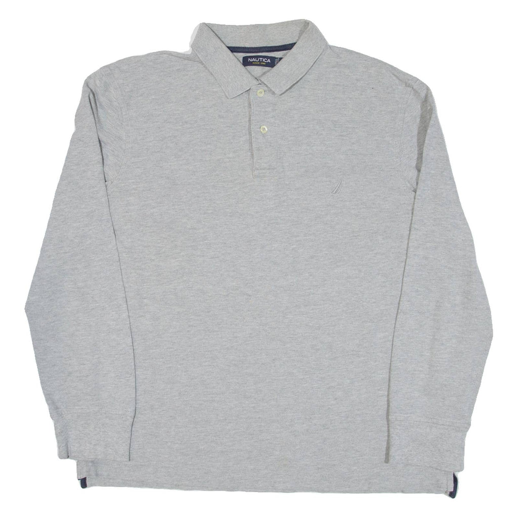 NAUTICA Mens Polo Shirt Grey Long Sleeve L