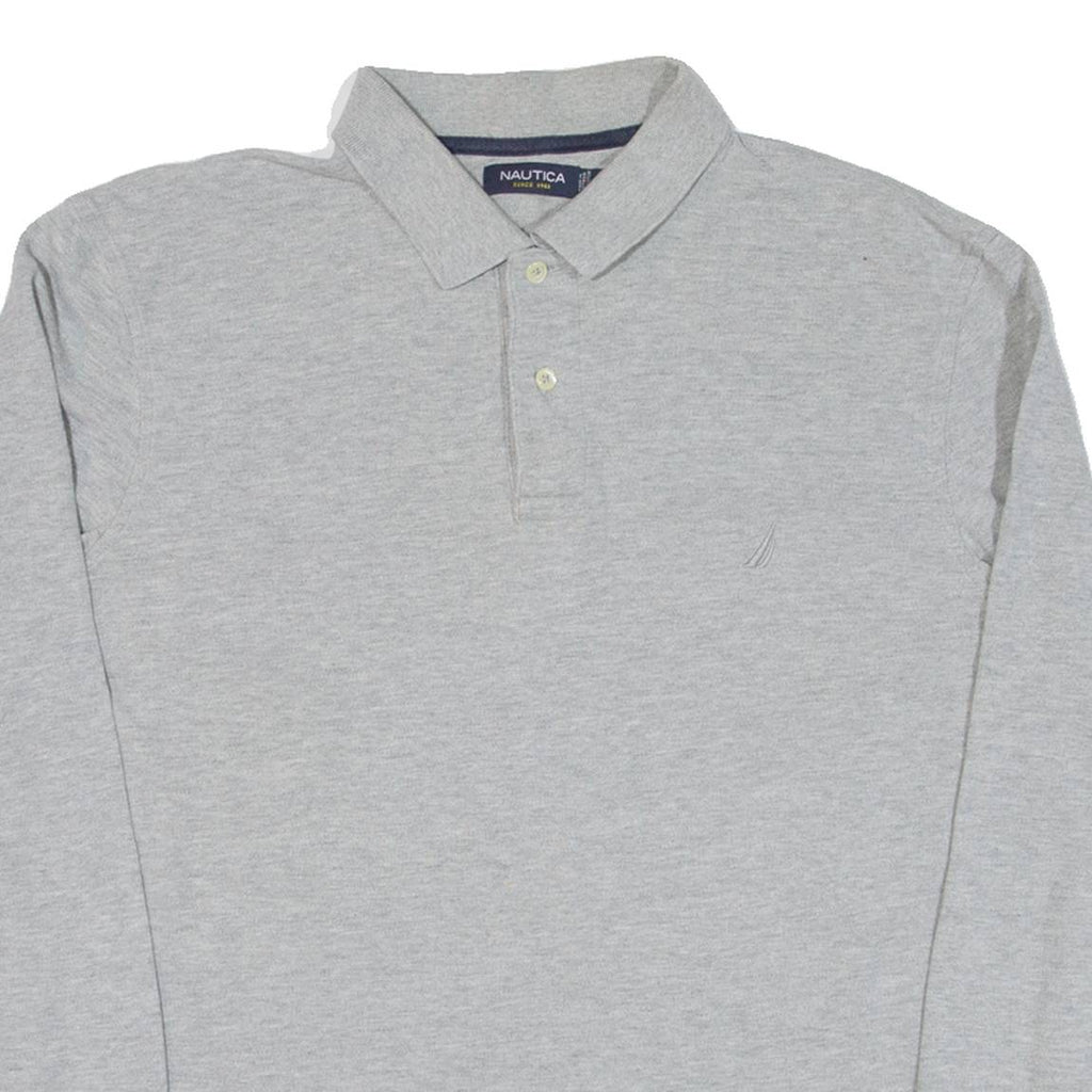 NAUTICA Mens Polo Shirt Grey Long Sleeve L