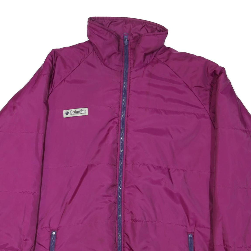 COLUMBIA Womens Purple & Plum Jacket L Synthetic Zip Long Sleeve Warm