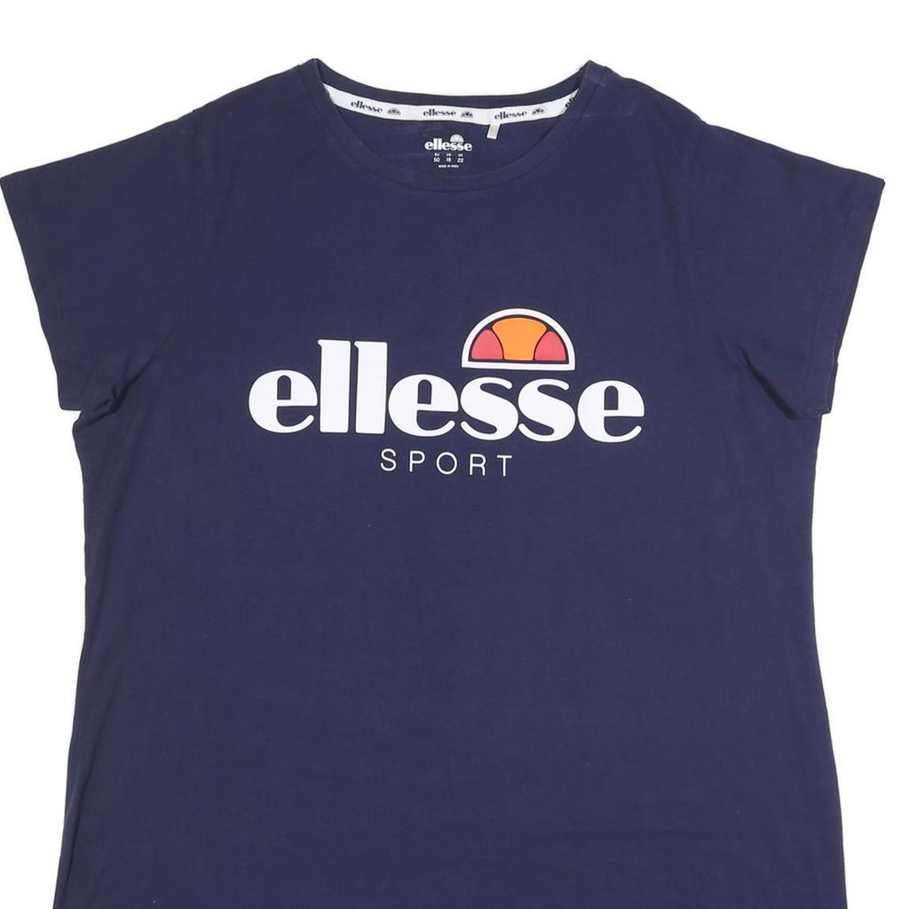 ELLESSE Womens Blue Sport T-Shirt Cotton Blend Mini Dress UK 22 Casual Logo