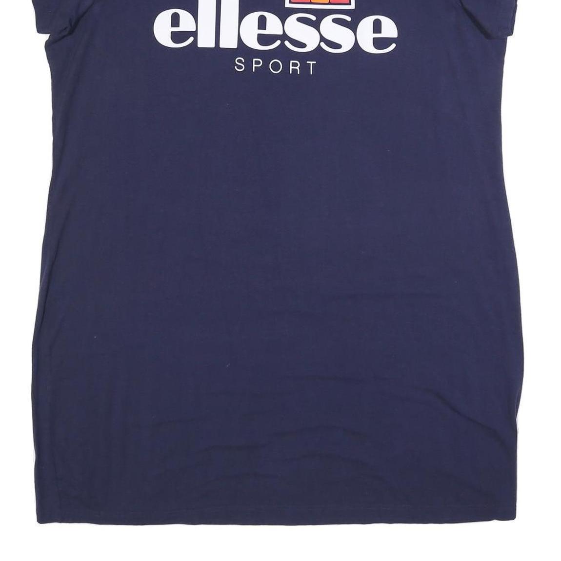ELLESSE Womens Blue Sport T-Shirt Cotton Blend Mini Dress UK 22 Casual Logo