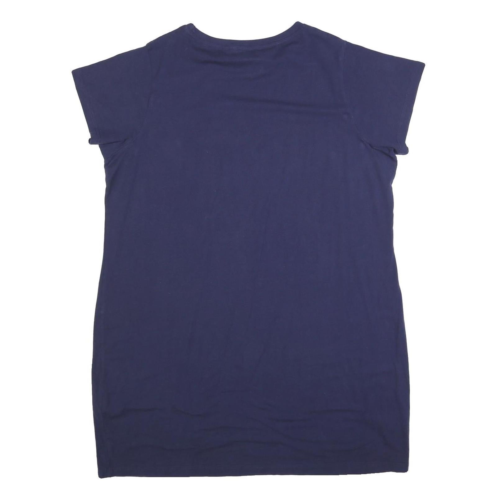 ELLESSE Womens Blue Sport T-Shirt Cotton Blend Mini Dress UK 22 Casual Logo