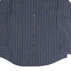 PIERRE CARDIN Mens Blue & White Striped Shirt L Classic Button Front Cotton