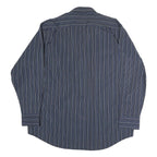 PIERRE CARDIN Mens Blue & White Striped Shirt L Classic Button Front Cotton