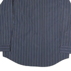 PIERRE CARDIN Mens Blue & White Striped Shirt L Classic Button Front Cotton