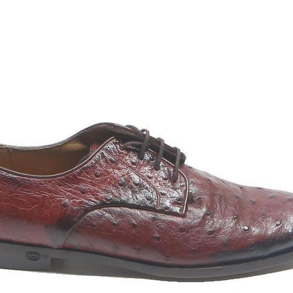 GUCCI Mens Leather Derby Shoes Burgundy Black UK 5.5 Classic Formal Footwear