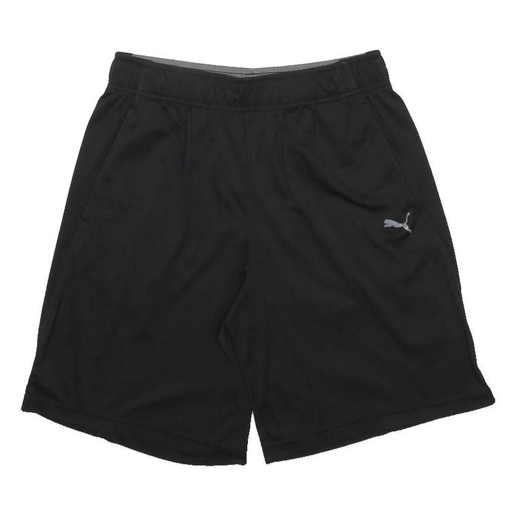 PUMA Mens Black Casual Shorts M W28 Logo Print Elastic Waist Activewear