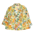 Womens Yellow Green Floral Printed Blouse Long Sleeve Button Neck L Lightweight