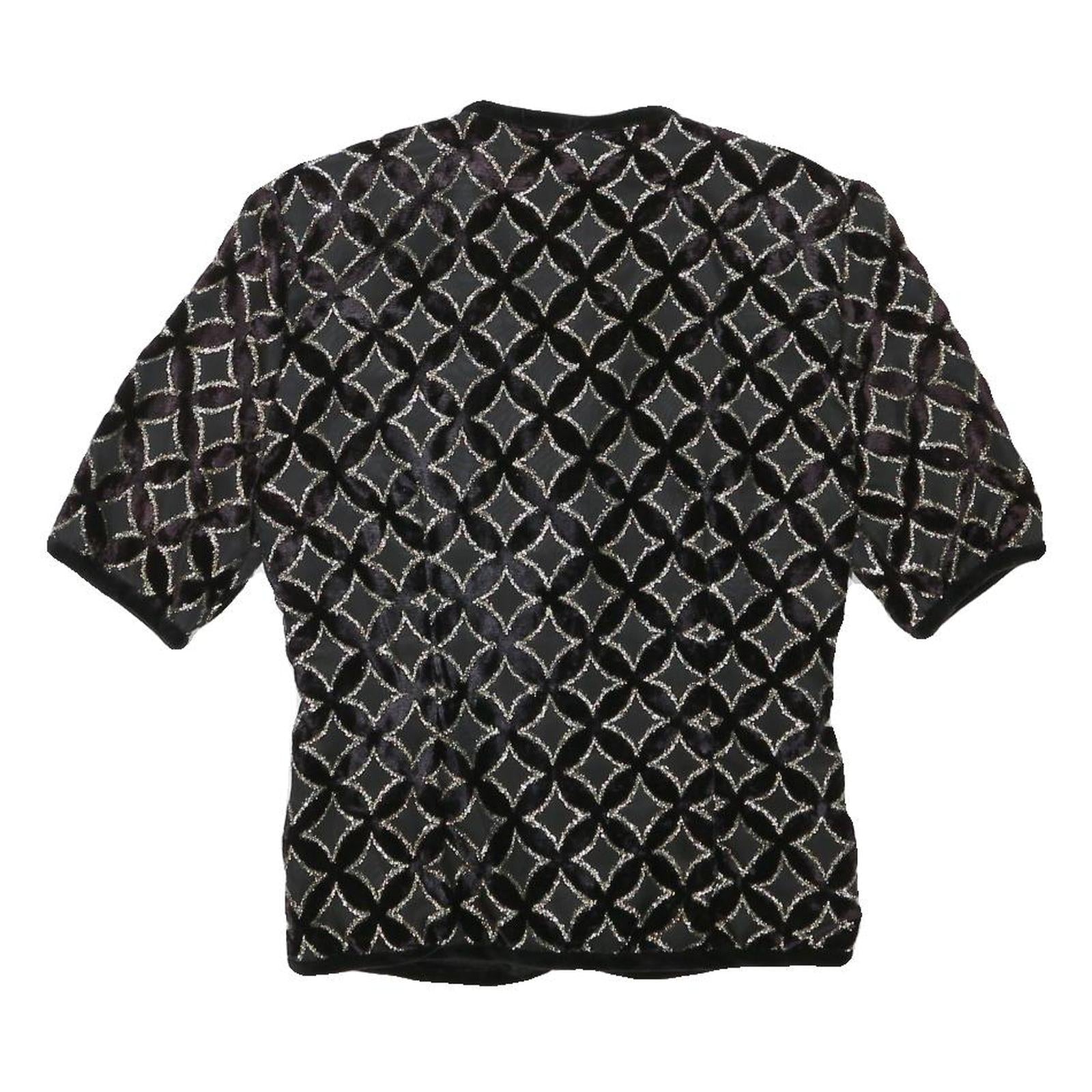 BIS Womens Black Polyester Blend Geometric Pattern Jacket XXS Button Closure