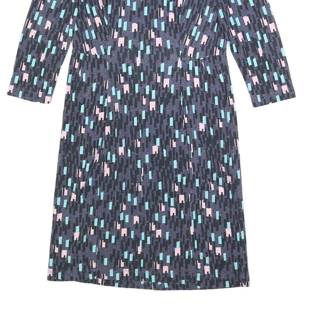 WHITE STUFF Womens Blue Day Jersey Geometric 3/4 Sleeve Knee Length UK 8 Dress