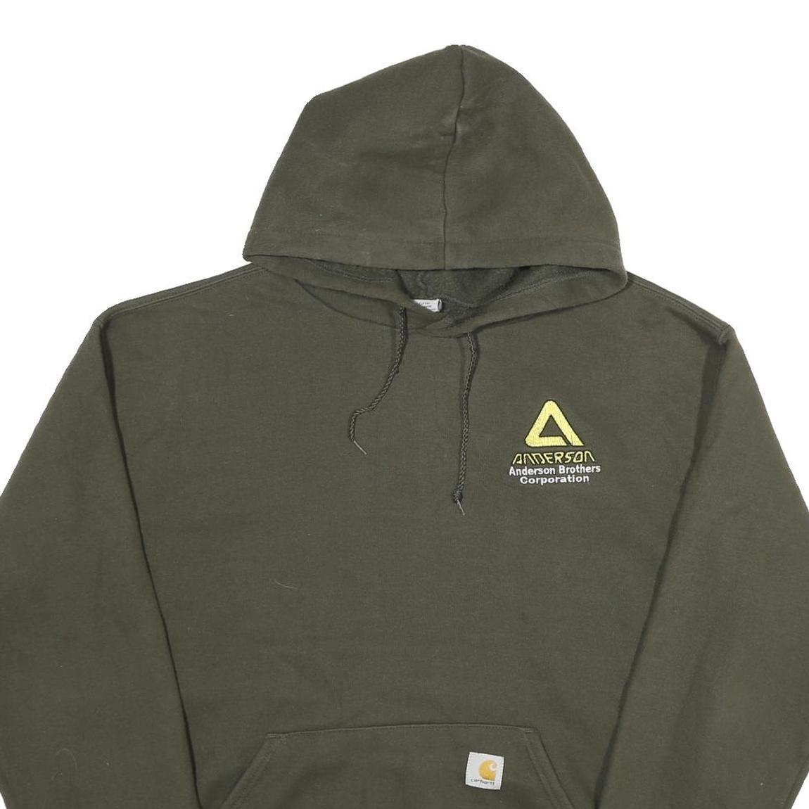 CARHARTT Mens Green Hoodie L Cotton Blend Workwear Pullover Casual Streetwear