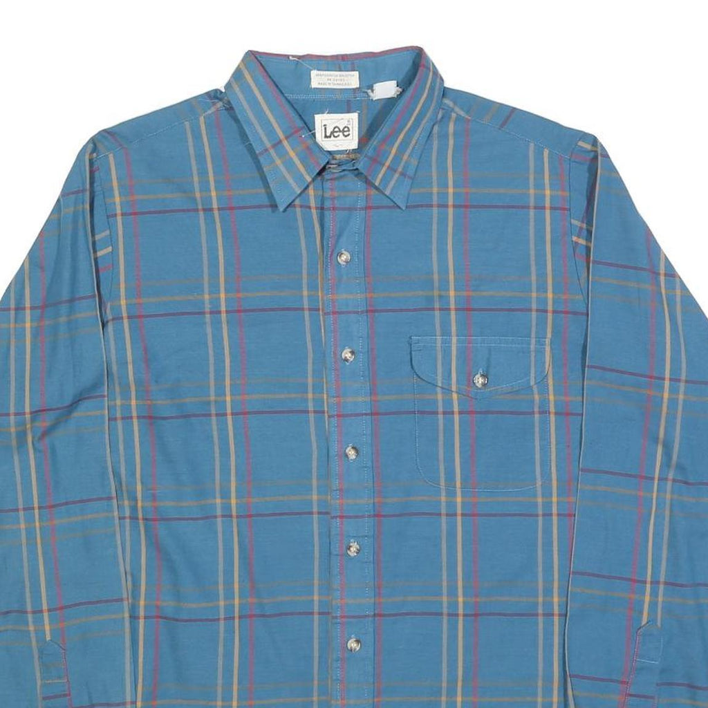 LEE Mens Blue Check Shirt L Classic Cotton Button Long Sleeve Casual