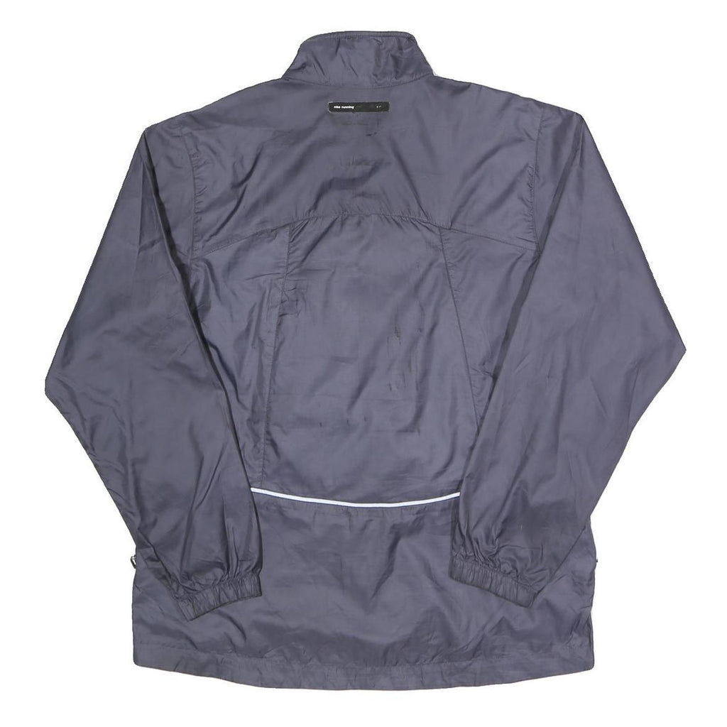NIKE Womens Navy Blue Track Jacket S Polyester Plain Lightweight Zip Up