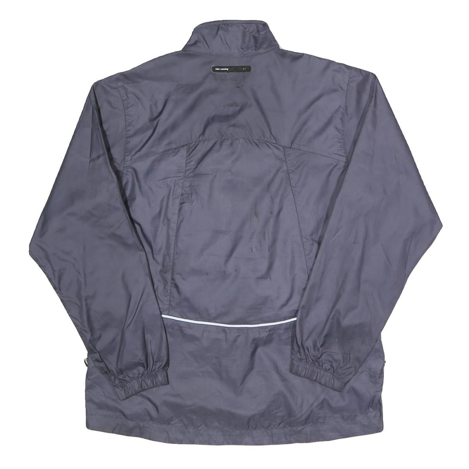 NIKE Womens Navy Blue Track Jacket S Polyester Plain Lightweight Zip Up
