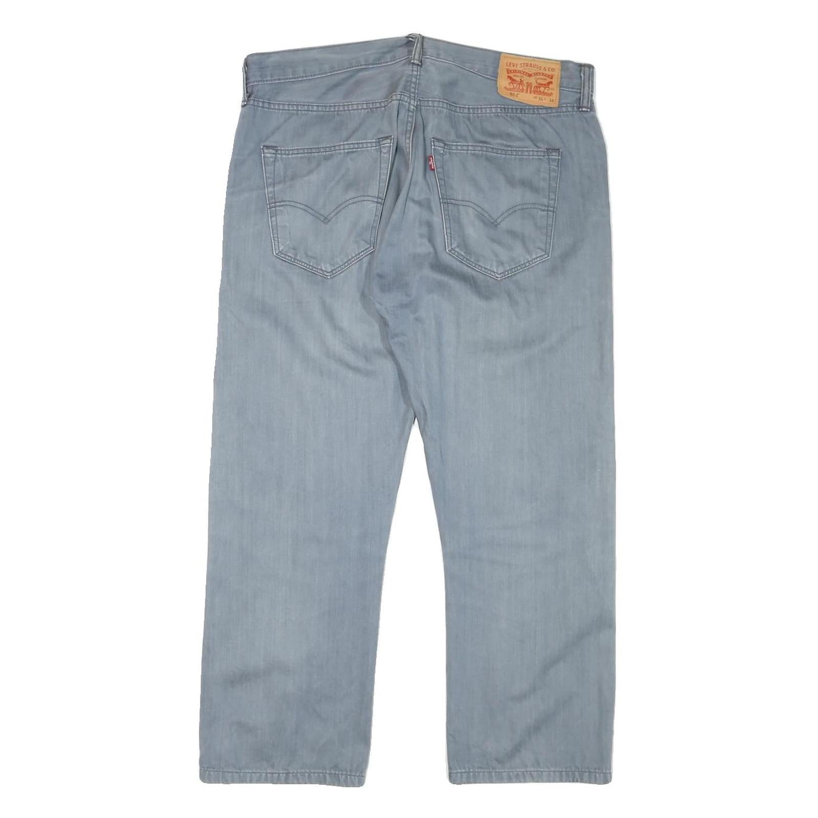 LEVI'S 501 Mens Jeans Blue Regular Straight Denim Light W36 L27 Classic Zip