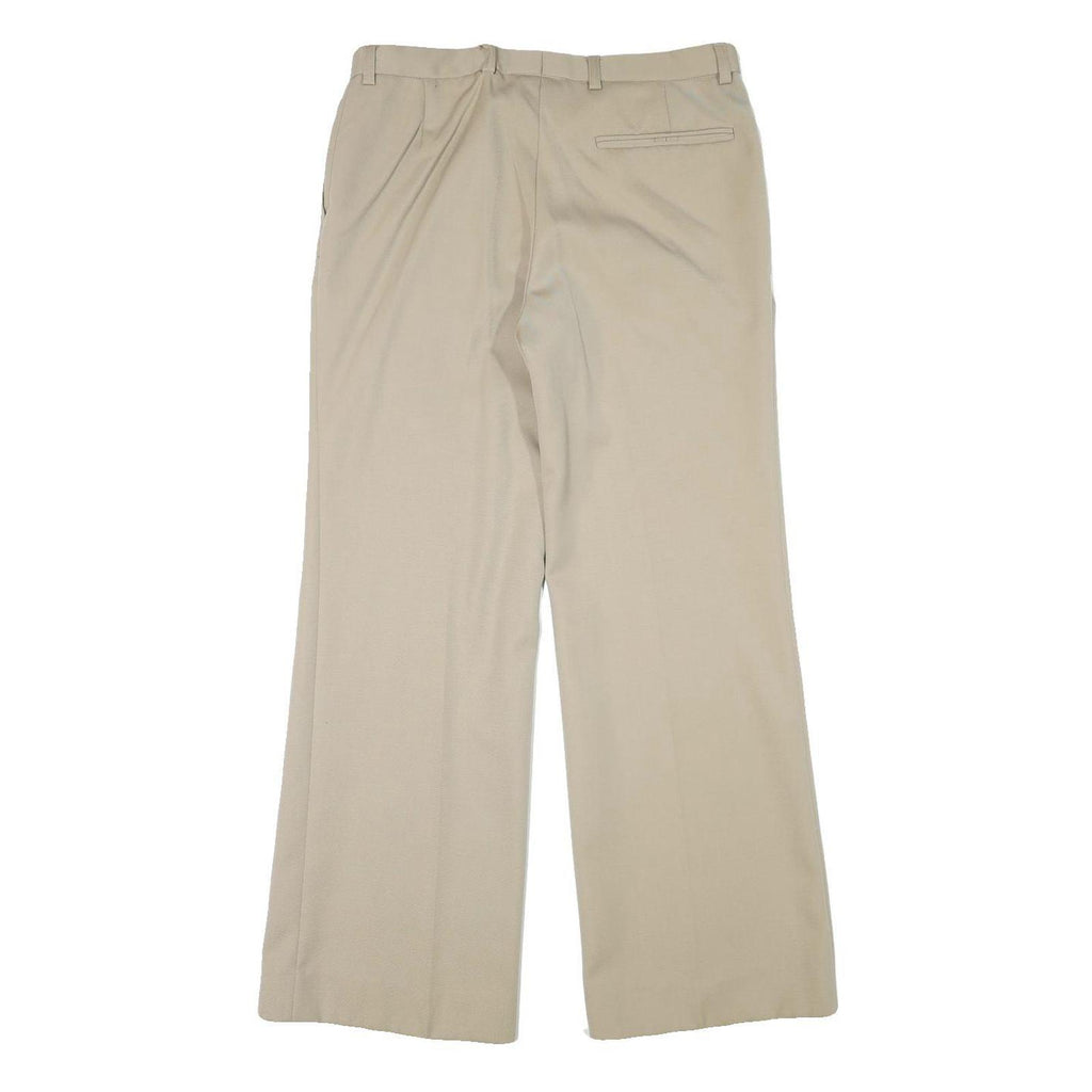 Mens Relaxed Fit Beige Trousers W32 L30 Polyester Blend Zip Closure