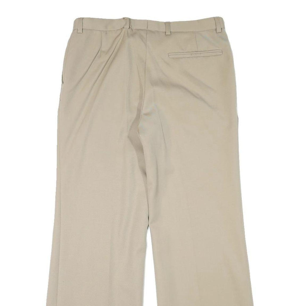 Mens Relaxed Fit Beige Trousers W32 L30 Polyester Blend Zip Closure