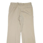 Mens Relaxed Fit Beige Trousers W32 L30 Polyester Blend Zip Closure