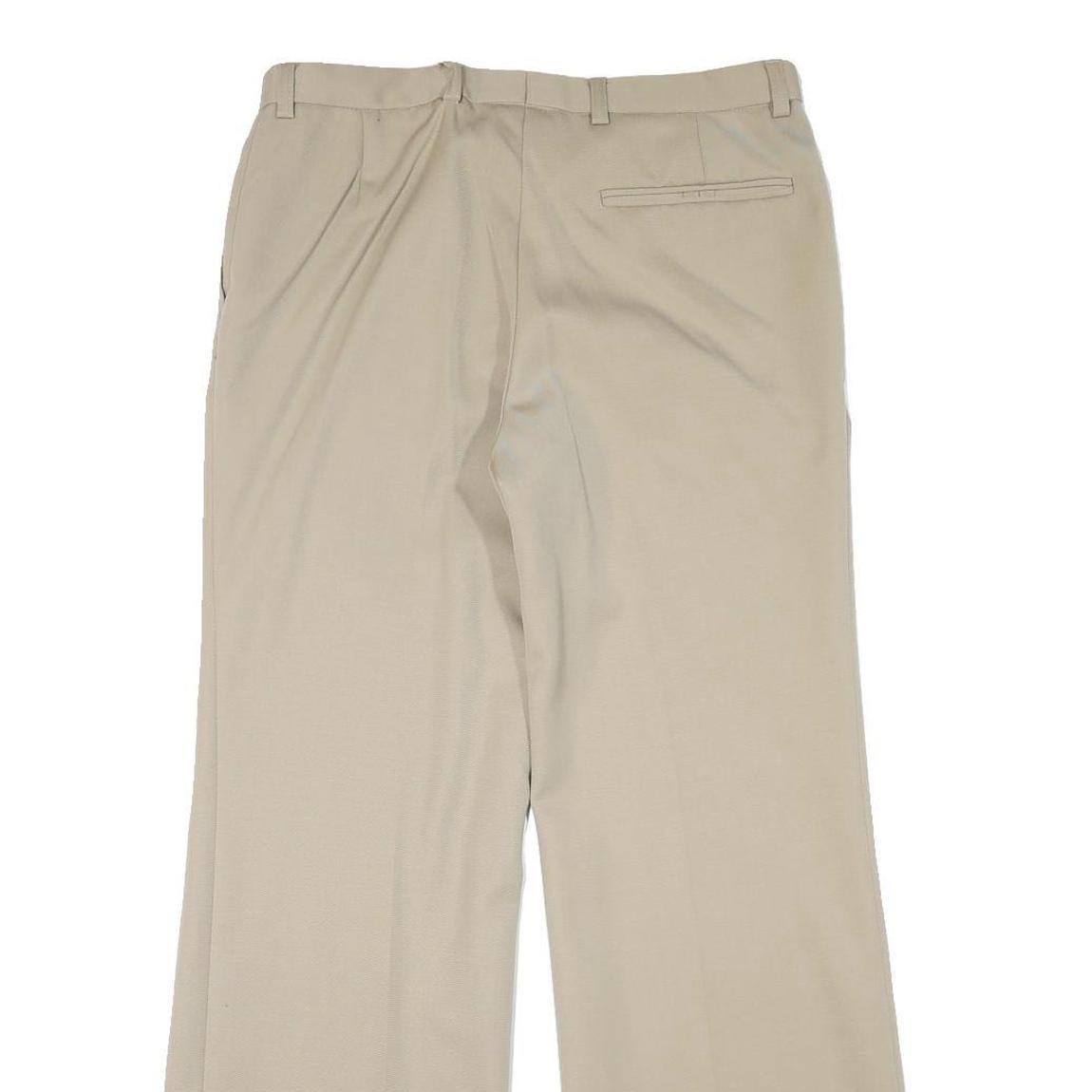 Mens Relaxed Fit Beige Trousers W32 L30 Polyester Blend Zip Closure