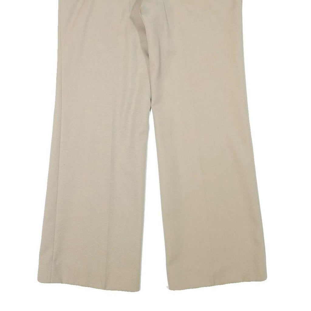 Mens Relaxed Fit Beige Trousers W32 L30 Polyester Blend Zip Closure