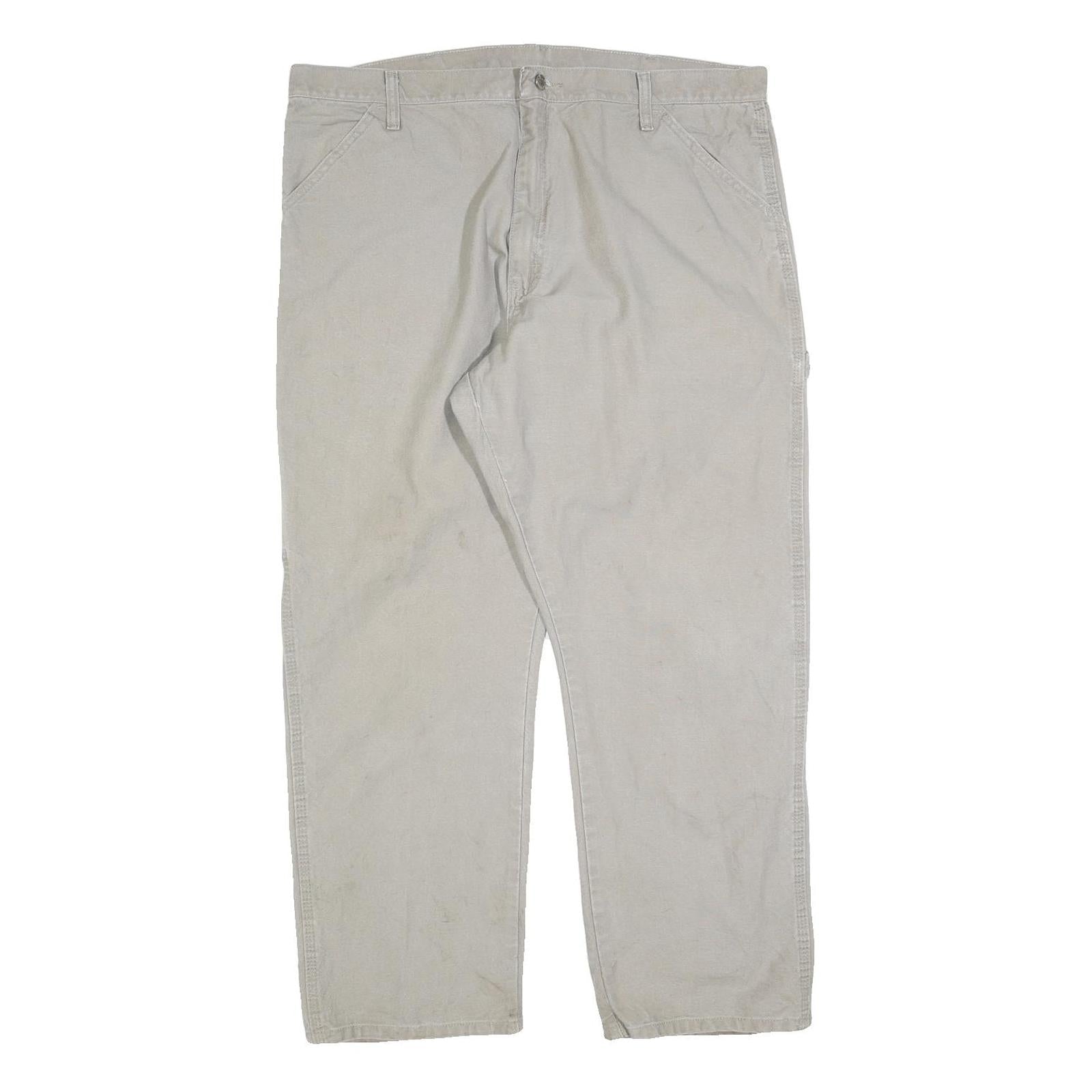 DICKIES Mens Cotton Blend Beige Relaxed Straight Trousers W40 L30 Workwear
