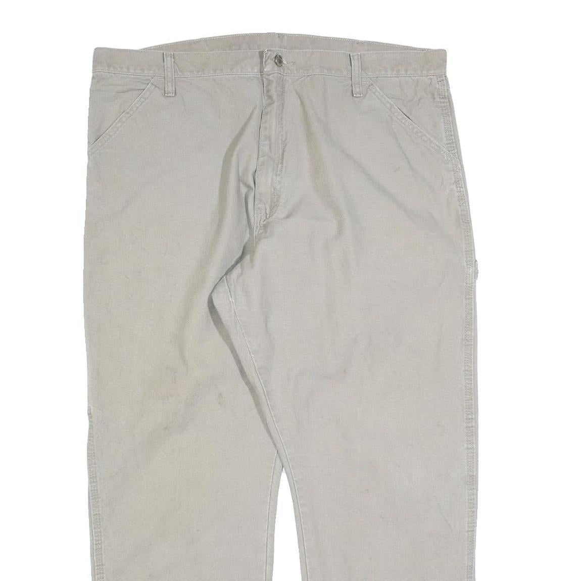 DICKIES Mens Cotton Blend Beige Relaxed Straight Trousers W40 L30 Workwear