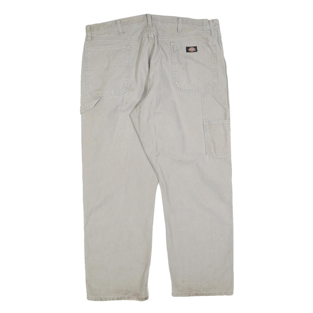 DICKIES Mens Cotton Blend Beige Relaxed Straight Trousers W40 L30 Workwear
