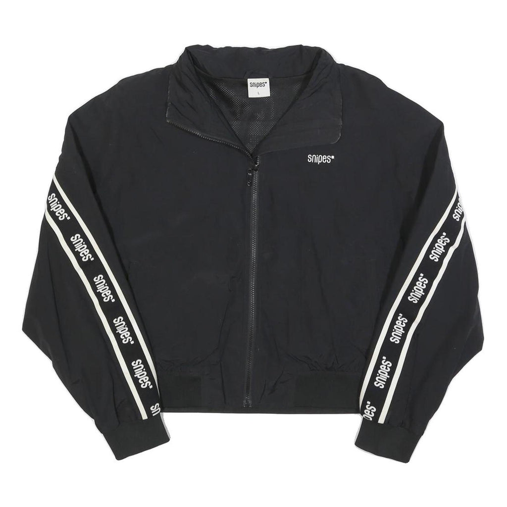 SNIPES Womens Black & White Casual Jacket L Polyester Blend Plain Zip Sports