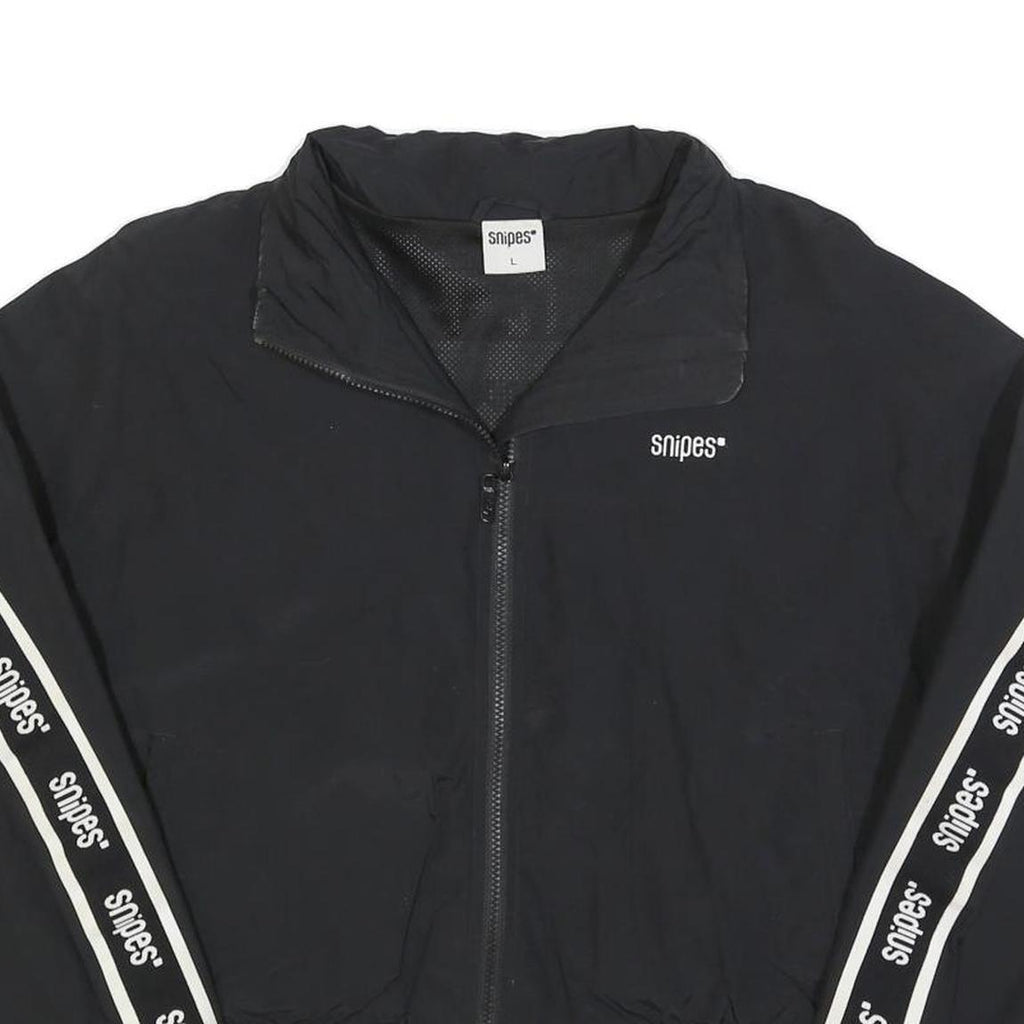 SNIPES Womens Black & White Casual Jacket L Polyester Blend Plain Zip Sports