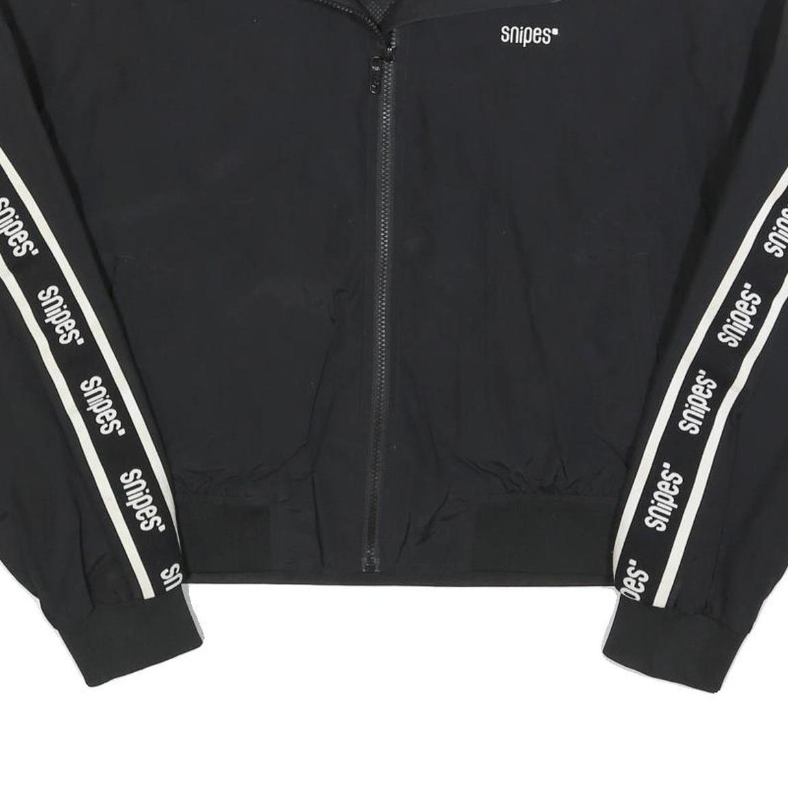 SNIPES Womens Black & White Casual Jacket L Polyester Blend Plain Zip Sports