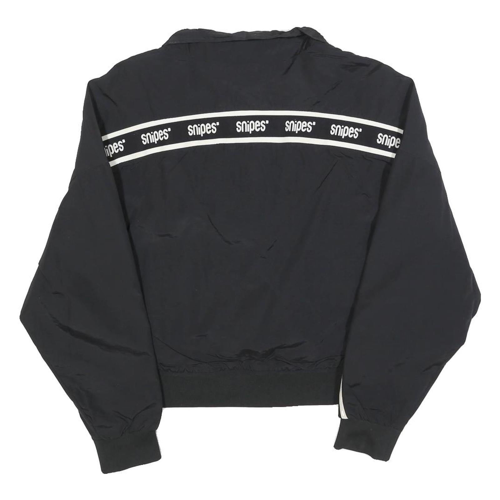 SNIPES Womens Black & White Casual Jacket L Polyester Blend Plain Zip Sports