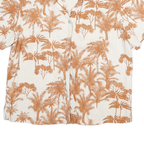 JAMIACA BAY Womens Cream & Brown Linen Blend Shirt L Tropical Print Casual