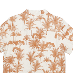 JAMIACA BAY Womens Cream & Brown Linen Blend Shirt L Tropical Print Casual