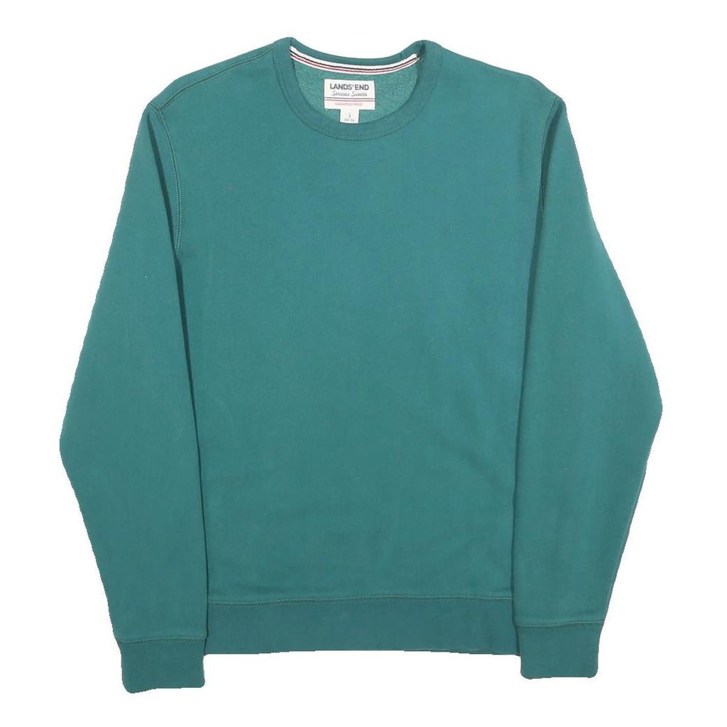 LANDS END Mens Green Crew Neck S Cotton Blend Sweatshirt Casual Everyday