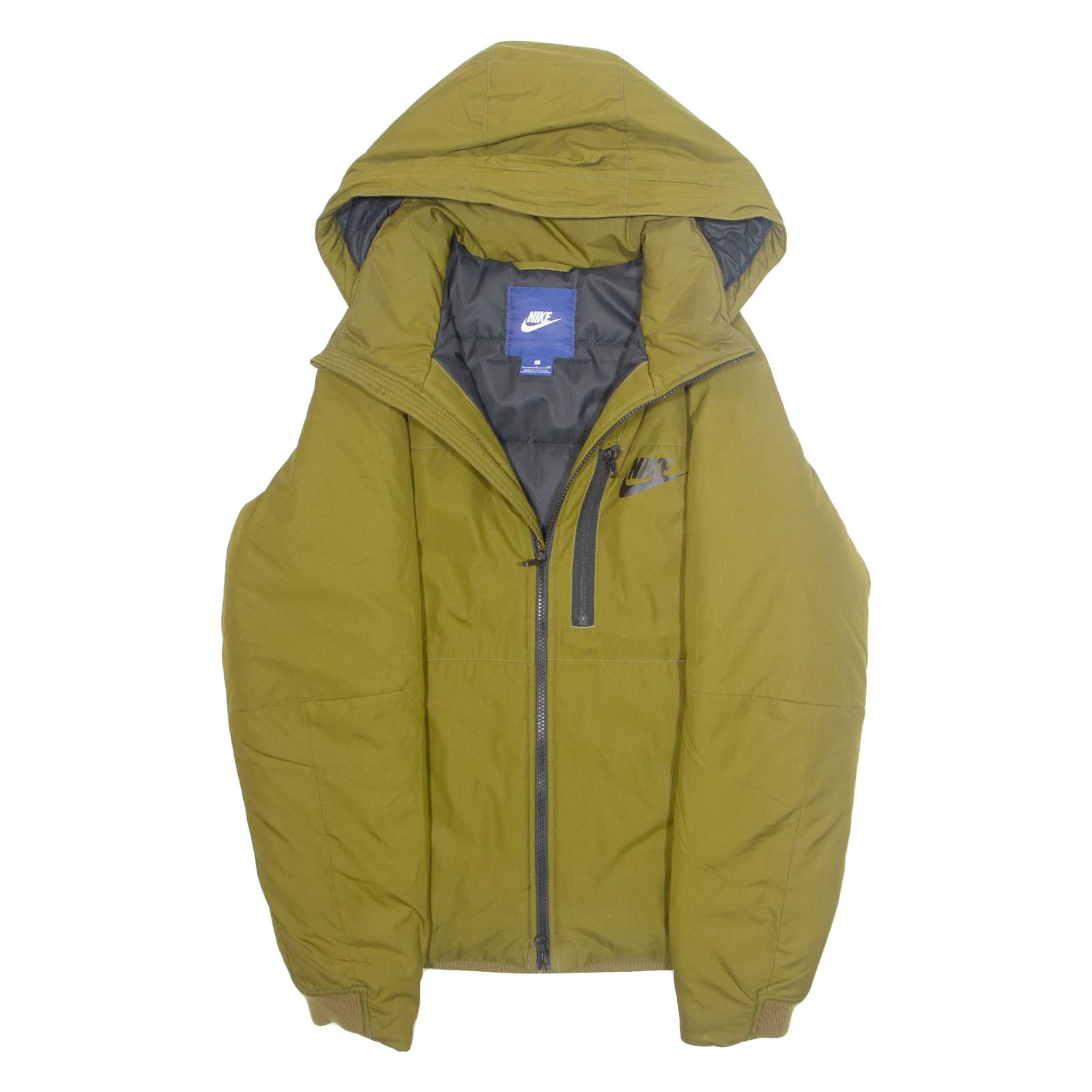 NIKE Mens Puffer Coat Green Hooded S