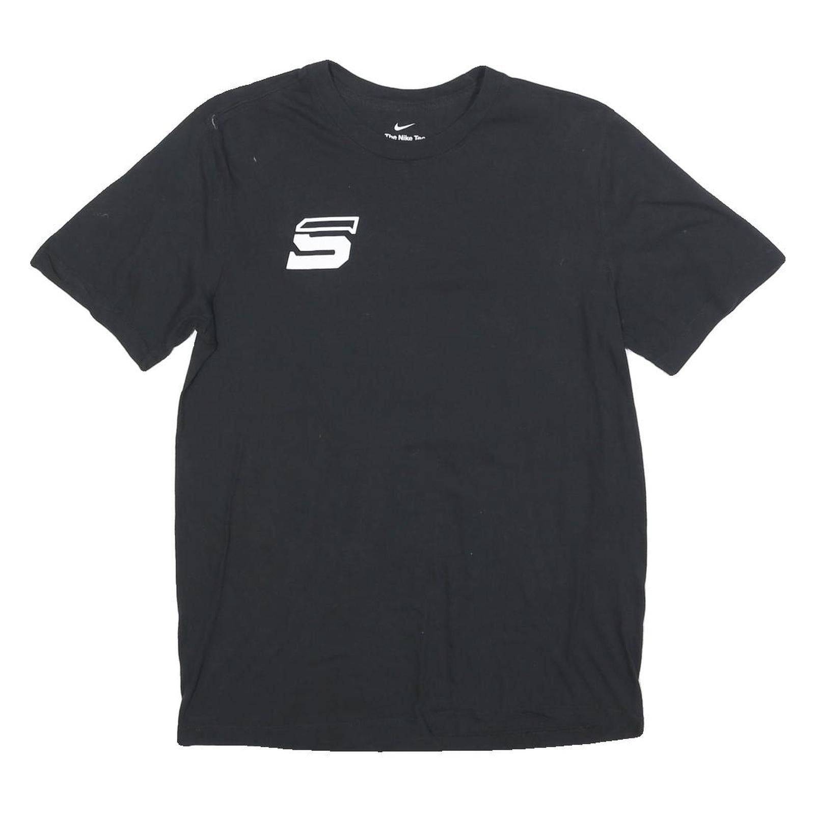 NIKE Mens Black Water Polo T-Shirt M Short Sleeve Crew Neck College Sports