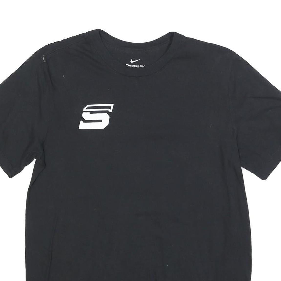 NIKE Mens Black Water Polo T-Shirt M Short Sleeve Crew Neck College Sports